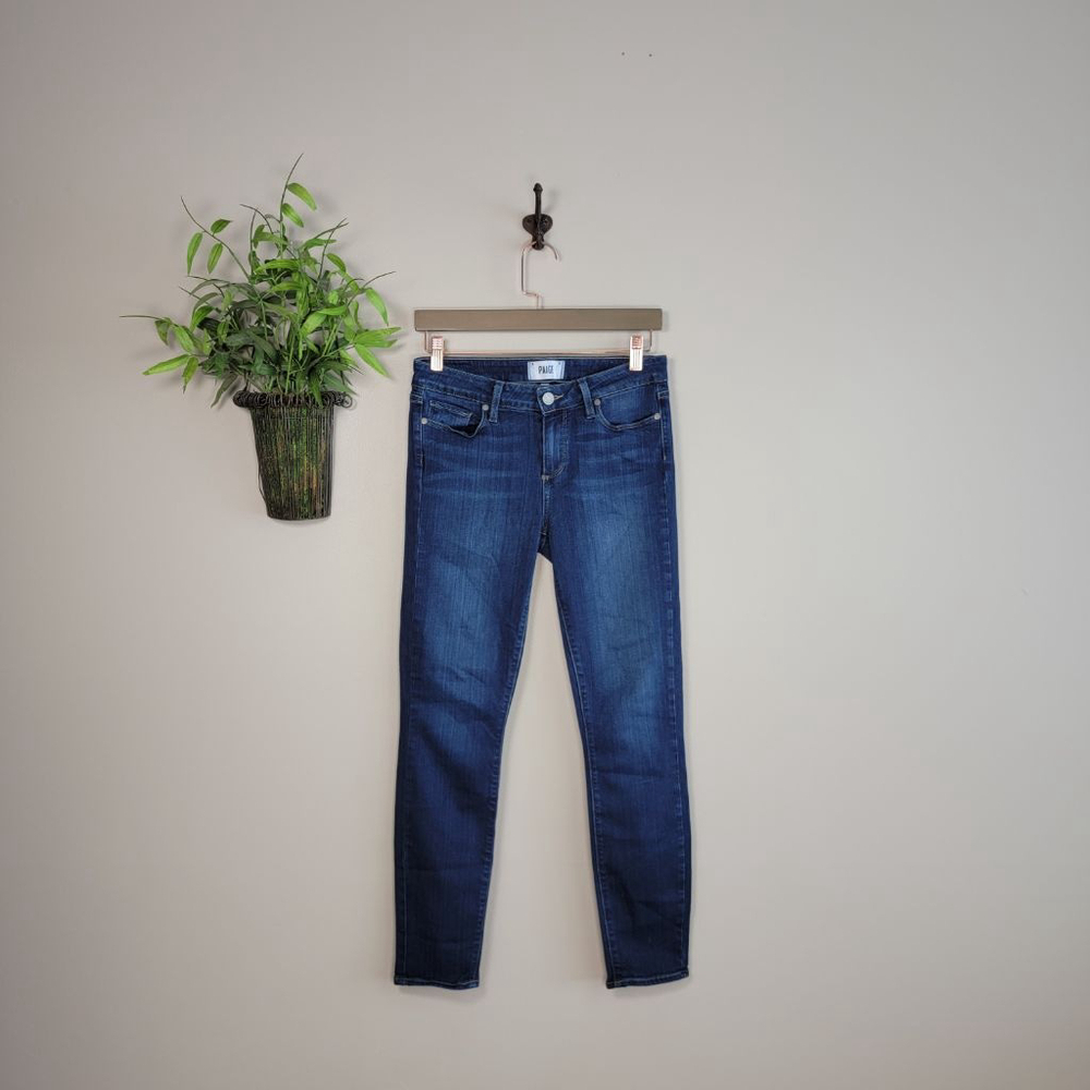 Paige 29 Verdugo Ankle Skinny Jeans Dark Blue Nottingham Wash Stretch Jeggings 8